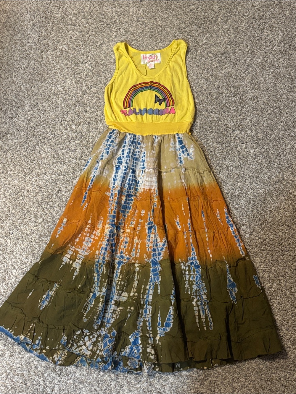 Fresh Karma Tie Dye Rainbow California Dress Large